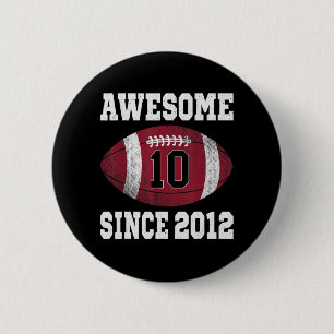 10th Birthday Football Player 10 Years Old Vintage Button