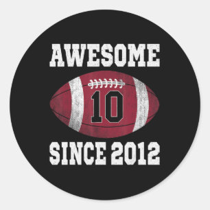 10th Birthday Football Player 10 Years Old Vintage Classic Round Sticker