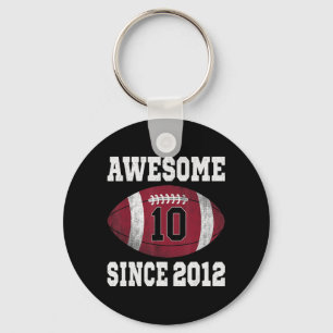 10th Birthday Football Player 10 Years Old Vintage Keychain