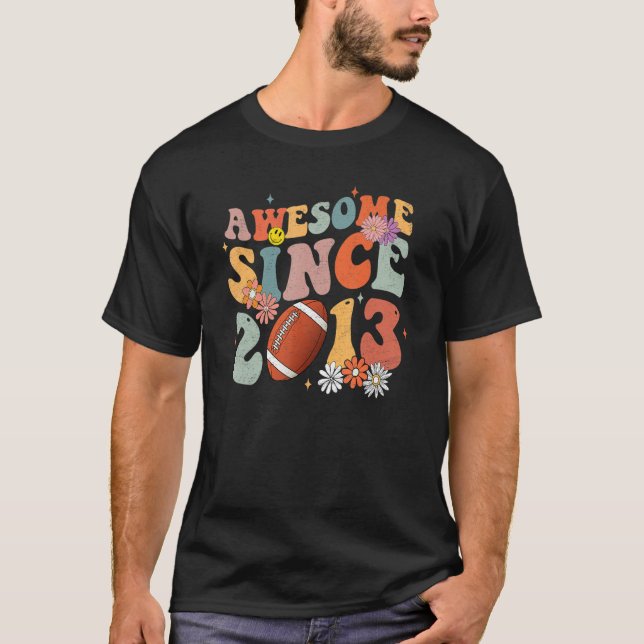 10th Birthday Football Player Awesome Since 2013 1 T-Shirt (Front)
