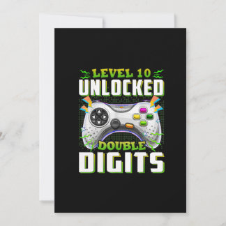 10th Birthday For Boys Double Digits Video Gamer Invitation