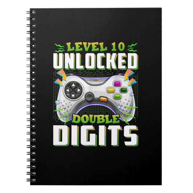 10th Birthday For Boys Double Digits Video Gamer Notebook (Front)
