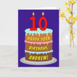 [ Thumbnail: 10th Birthday: Fun Cake and Candles + Custom Name Card ]