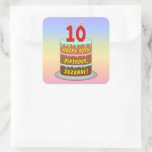 [ Thumbnail: 10th Birthday: Fun Cake and Candles + Custom Name Sticker ]