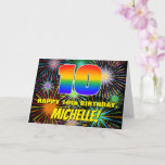 [ Thumbnail: 10th Birthday: Fun, Colorful Celebratory Fireworks Card ]