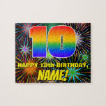 [ Thumbnail: 10th Birthday: Fun, Colorful Celebratory Fireworks Jigsaw Puzzle ]