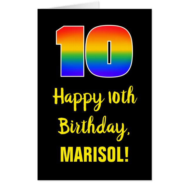 10th Birthday: Fun, Colorful, Happy, Rainbow # 10 Card (Front)