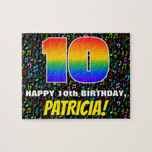 10th Birthday — Fun, Colorful Music Symbols & “10” Jigsaw Puzzle