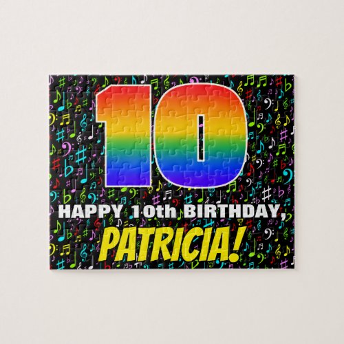 10th Birthday  Fun Colorful Music Symbols  10 Jigsaw Puzzle