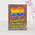 [ Thumbnail: 10th Birthday: Fun Graffiti-Inspired Rainbow 10 Card ]