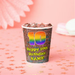 [ Thumbnail: 10th Birthday: Fun Graffiti-Inspired Rainbow 10 Paper Cups ]
