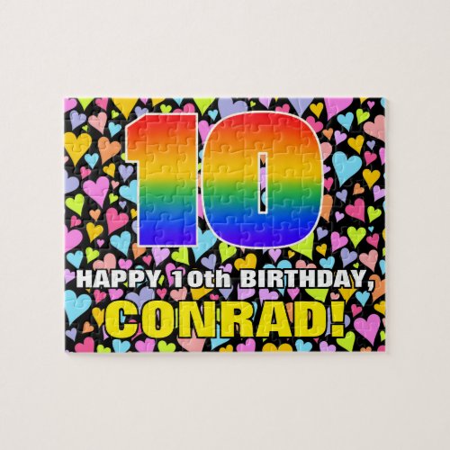 10th Birthday  Fun Loving Heart Shapes  10 Jigsaw Puzzle