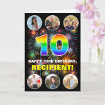 [ Thumbnail: 10th Birthday: Fun Rainbow #, Custom Name & Photos Card ]