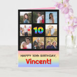 [ Thumbnail: 10th Birthday: Fun Rainbow #, Custom Photos + Name Card ]