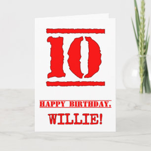 10th Birthday: Fun, Red Rubber Stamp Inspired Look Card