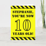 [ Thumbnail: 10th Birthday: Fun Stencil Style Text, Custom Name Card ]