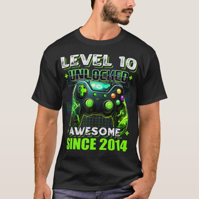 10Th Birthday Gamer 10 Year Old Funny Bday Boy Ten T-Shirt (Front)