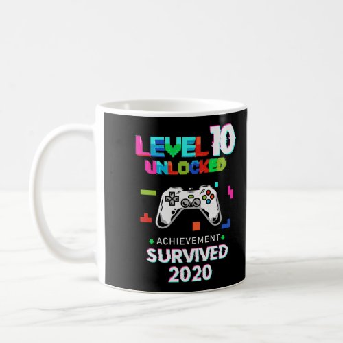 10Th Birthday Gamer Gift Level 10 Unlocked Survive Coffee Mug