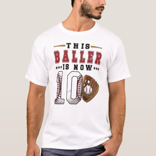 10th Birthday Gift Baseball Player 10 Year Old Boy T_Shirt