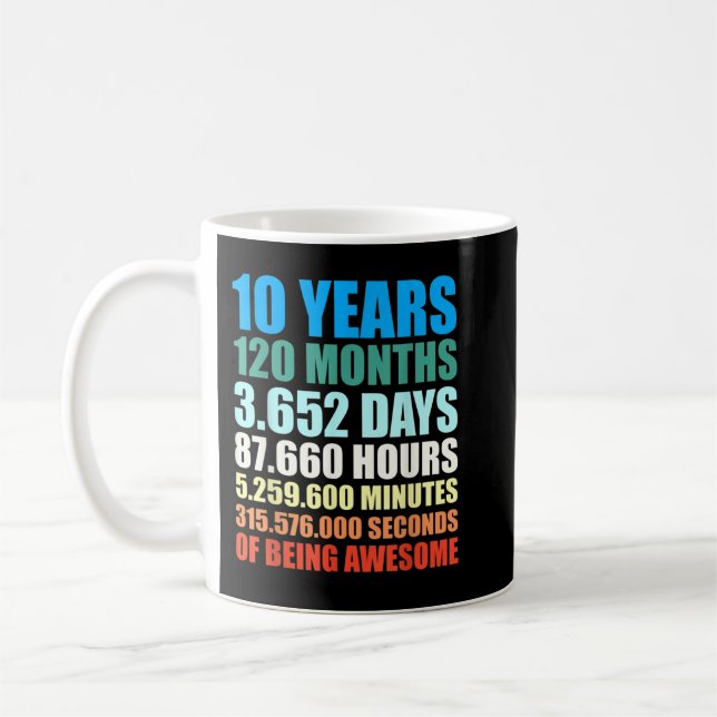 10th Birthday Gift Boy 10 Years Being Awesome Coffee Mug (Left)