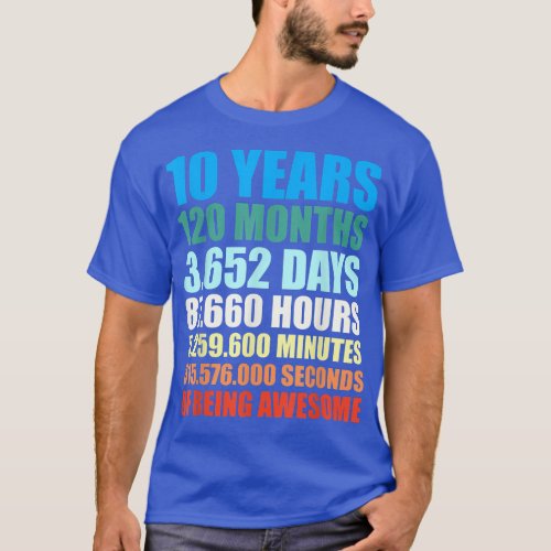 10th Birthday Gift Boy 10 Years Being Awesome  T_Shirt