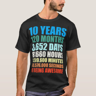 10th Birthday Gift Boy 10 Years Being Awesome T-Shirt