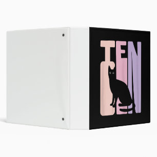 10th Birthday Gift Cute Cat Fan 10 Years old 3 Ring Binder