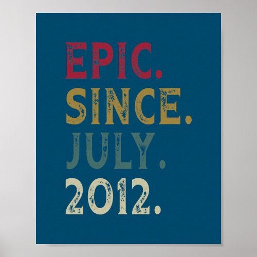 10th Birthday Gift Epic Since July 2012 10 Years Poster