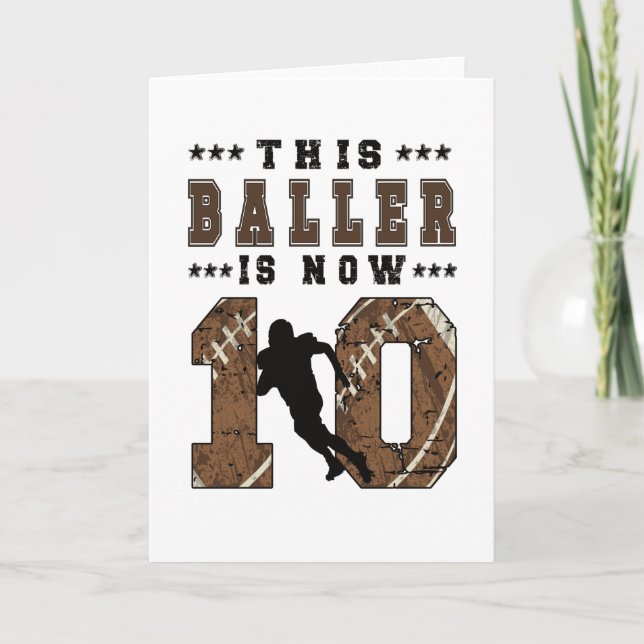 10th Birthday Gift Football Player 10 Year Old Boy Card (Front)