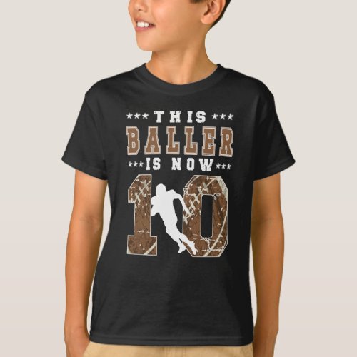 10th Birthday Gift Football Player 10 Year Old Boy T_Shirt