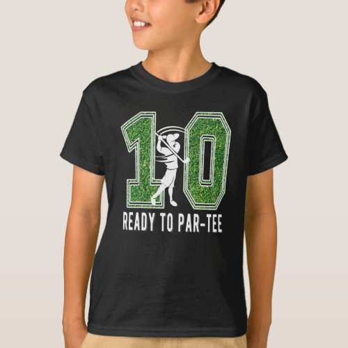 10th Birthday Gift Golf Player 10 Year Old Boy T_Shirt