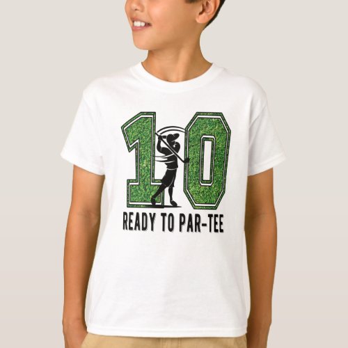 10th Birthday Gift Golf Player 10 Year Old Boy T_Shirt