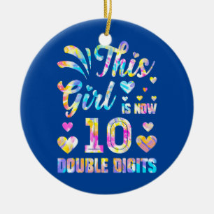10th Birthday Gift This Girl Is Now 10 Double Ceramic Ornament
