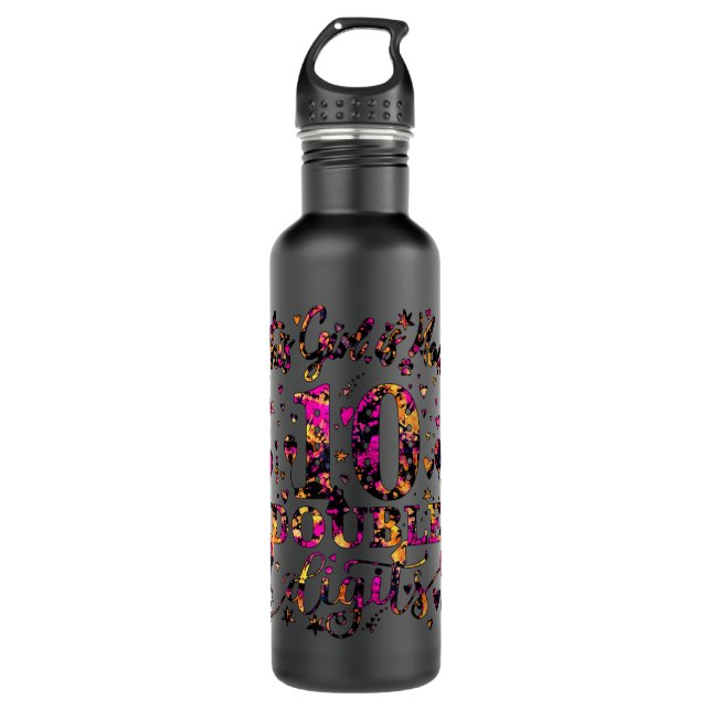 10th Birthday Gift This Girl Is Now 10 Double Digi Stainless Steel Water Bottle (Front)