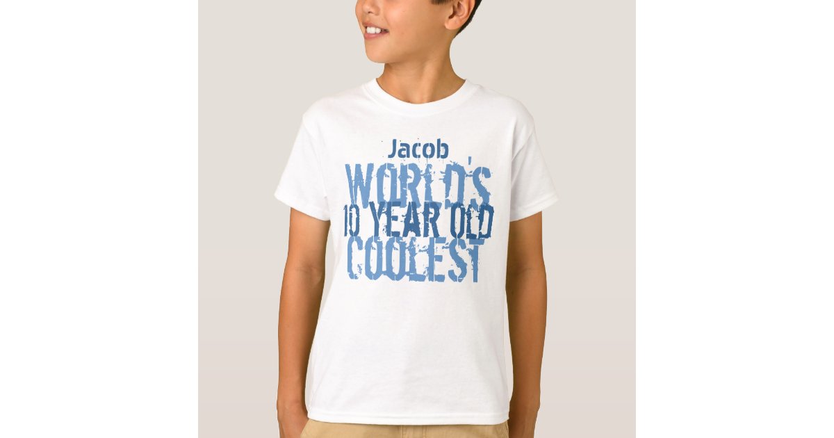 10th Birthday Gift World S Coolest 10 Year Old Boy T Shirt Zazzle Com