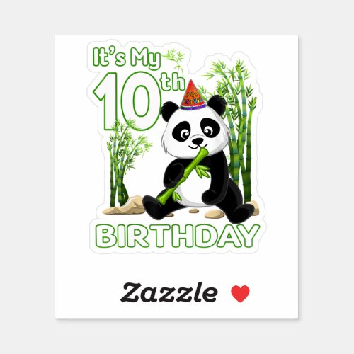 10th Birthday Gifts 10 Years Old Party Animal Pand Sticker
