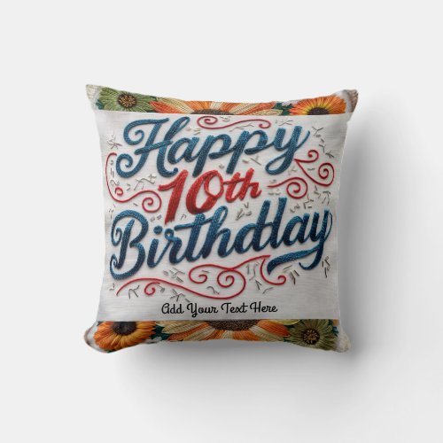 10th Birthday Gifts a 10_Digit Throw Pillow Throw Pillow