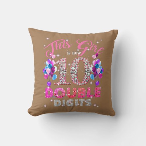 10th Birthday Gifts This Girl Is Now 10 Double Throw Pillow