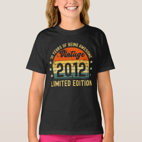 10th birthday gifts vintage 2012 limited edition T_Shirt