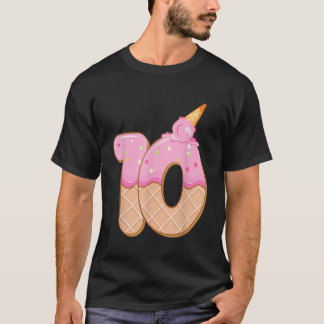 10th Birthday Girl 10 years Ice Cream Number 10 T-Shirt