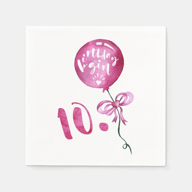 10th Birthday Girl, Anniversary Girls Gifts Napkins (Front)