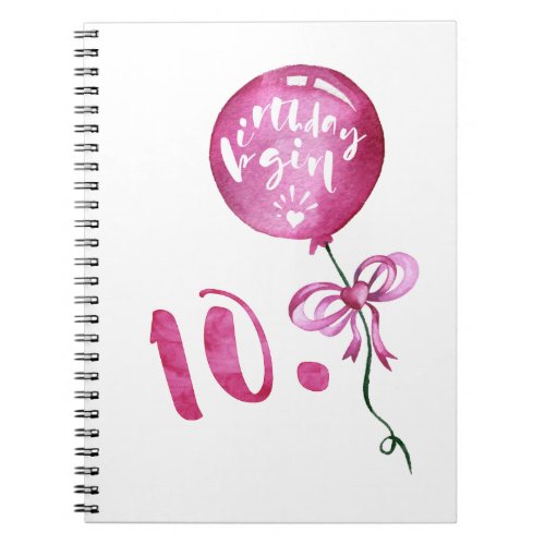 10th Birthday Girl Anniversary Girls Gifts Notebook