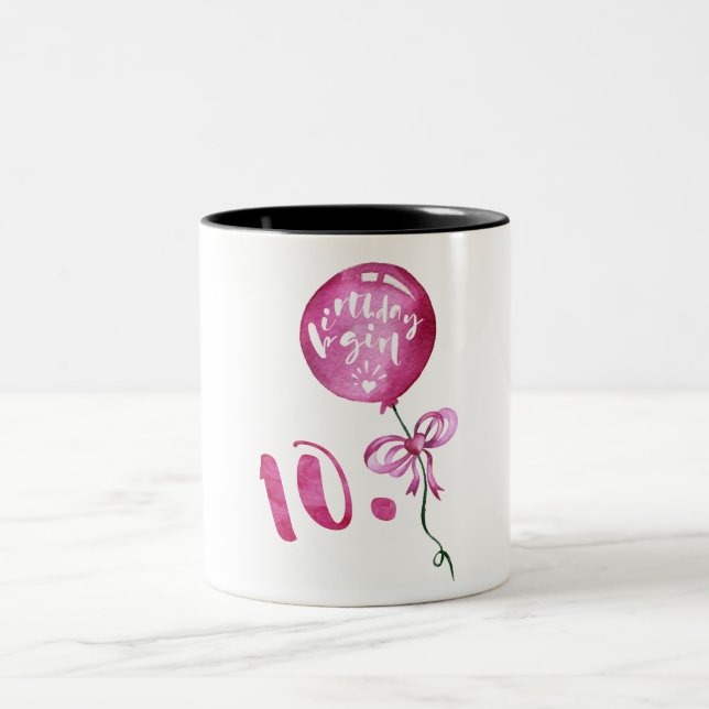 10th Birthday Girl, Anniversary Girls Gifts Two-Tone Coffee Mug (Center)