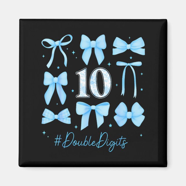 10th Birthday Girl Blue Coquette Bow 10 Year Old A Magnet (Front)