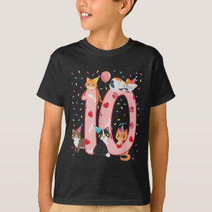 10th Birthday Girl Cute Cat Outfit 10 Years Old Bd T-Shirt