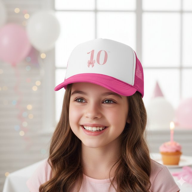 10th Birthday Girl Pink Bow Hat Gift (Creator Uploaded)
