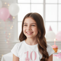 10th Birthday Girl Pink Bow T-Shirt