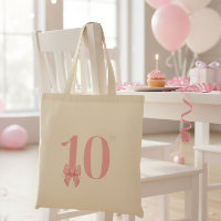 10th Birthday Girl Pink Bow Tote Bag