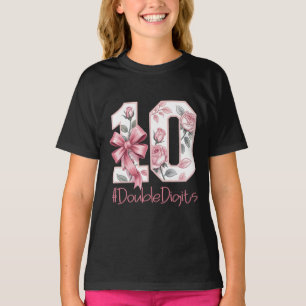 10th Birthday Girl Pink Coquette Bow 10 Year Old  T-Shirt