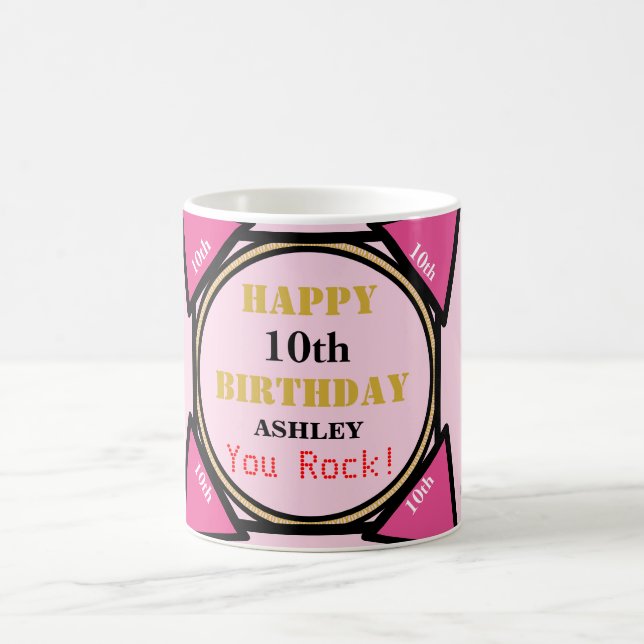 10th Birthday Girl Pink Gold  Coffee Mug (Center)